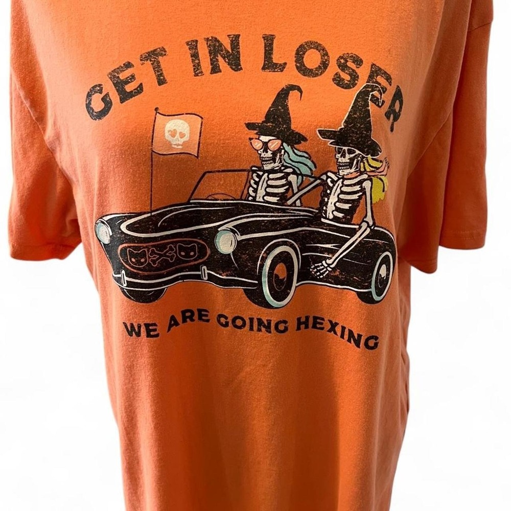 Get In Loser We Are Going Hexing Halloween Orange t-shirt Size Large